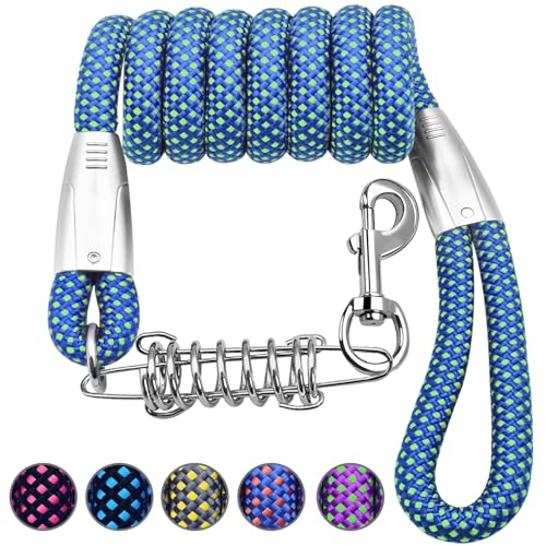 NAZOU 1/3 Zoll Hundeleine für kleine mittelgroße Hunde, 1,2 m, 1,8 m, 3 m, 4,5 m, robuste Hundeleine, zweifarbig, für Hundetraining, lange Leine für Hunde im Freien bis zu 40,8 kg von NAZOU