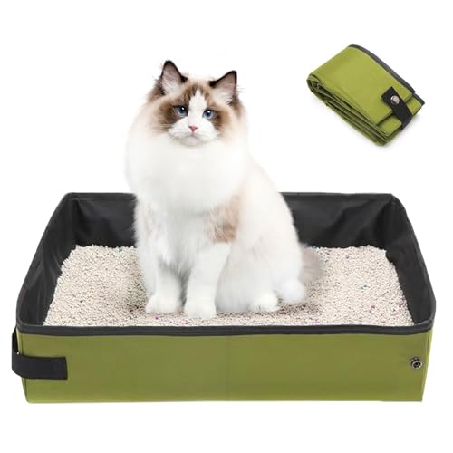 Tragbare Katzentoilette, praktisches, faltbares Design für Katzen, leicht, stabil, auslaufsicher, drinnen und draußen, Grün von NBBX