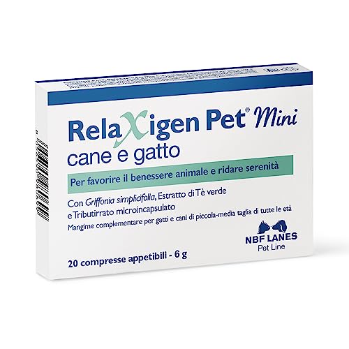 NBF Lanes | Relaxigen Pet Mini Hund und Katze, 20 Tabletten zur Förderung des Wohlbefindens von Tieren und Ruhe, für mittelgroße und kleine Hunde und Katzen von NBF Lanes