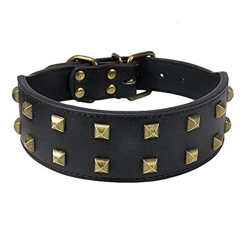 2" Breite Mikrofaser Großes Hundehalsband Niet Halsband Verstellbare Hundehalsbänder für mittelgroße Hunde L-3XL Weich,Schwarzes Hundehalsband,L von NC