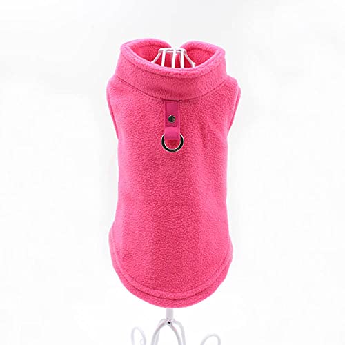 Blank Dog Weste Soft Fleece Kleidung für kleine Hunde Solid Candy Color Hunde-T-Shirt mit Hundegeschirr Leine D-Ring Mantel,Rose,L von NC