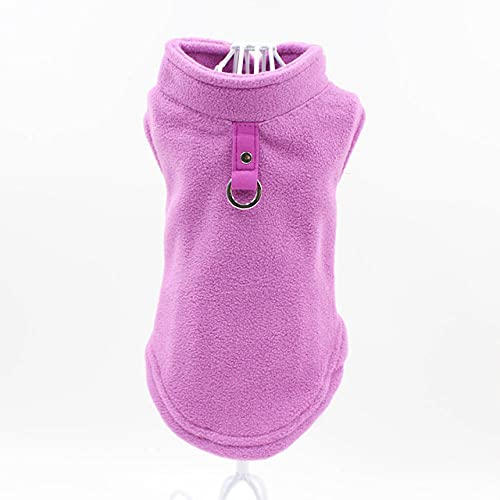 Blank Dog Weste Soft Fleece Kleidung für kleine Hunde Solid Candy Color Hundet-Shirt mit Hundegeschirr Leine D-Ring Mantel,Lila,S von NC