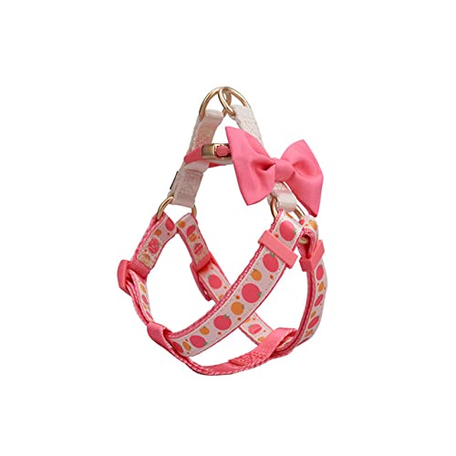 Chihuahua Accessoires Luxus Leine und Halsband Set mit Fliege Halskette Brust Small Medium Harness Dog Pectoral für Hunde zu Fuß,Geschirr,Rosa,S von NC