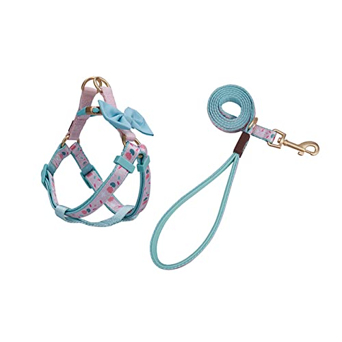 Chihuahua Accessoires Luxus Leine und Halsband Set mit Fliege Halskette Brust Small Medium Harness Dog Pectoral für Hunde zu Fuß,Geschirr Set,Blau,xs von NC