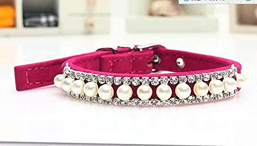 Diamant Hundehalsband Welpenhalsbänder Katzenzubehör Strass mit Schnalle Personalisierte Perlenkette für Hunde,Rose,S von NC