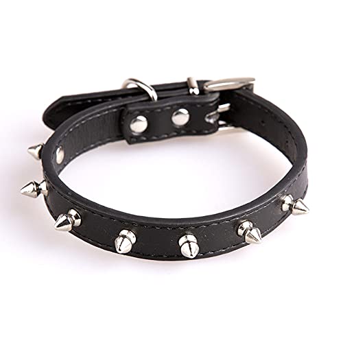 Einreihige Scharfe Spike Nieten Leder Hundehalsband Katze Halskette Punk Style Gürtel Waren für Haustierprodukte,Schwarz,XL von NC