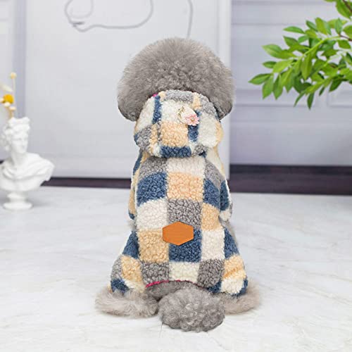 Fleece Vierbeiniger Hund Katze Overalls Plaid Baumwolle gefütterte Hundebekleidung Warme Freizeit Hundemantel Katzenjacke Haustierbekleidung,Blau,XXL von NC