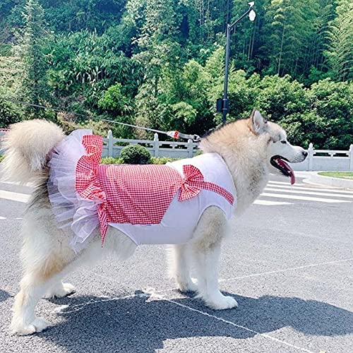 Frühling Haustier Kleidung Plaid Welpen Hund Kleid Prinzessin Hunde Kostüm Große Hunde Kleidung Für Hund,rot,5XL von NC