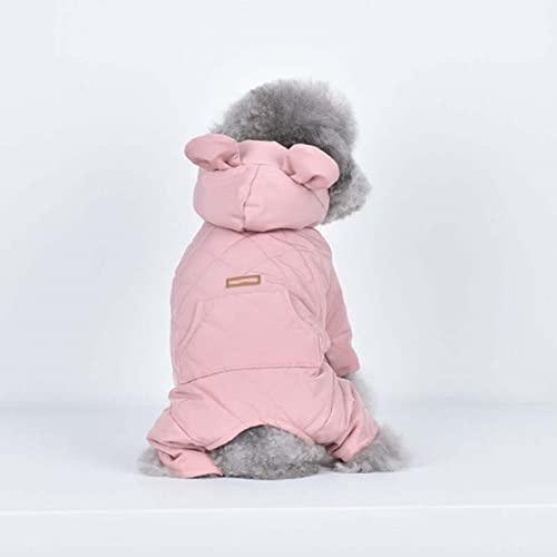 Gitterbär vierbeiniger Baumwollmantel Herbst und Winter warme Haustierkleidung Teddy Pommersche Katzen- und Hundekleidung,Rosa,M von NC