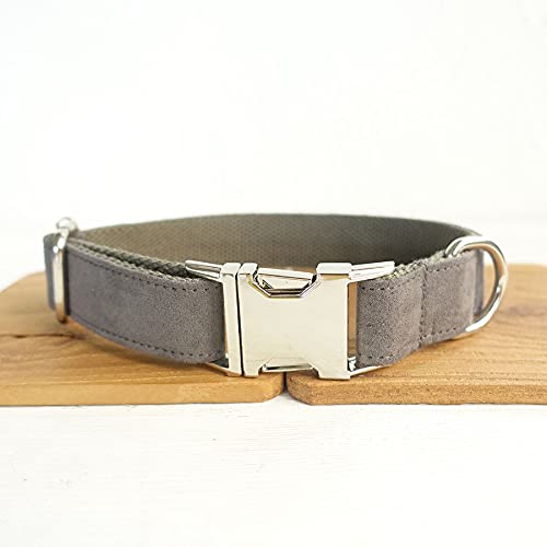 Halsband Polysatin und Nylon Graues Hundehalsband und Leine 5 Größen, Hundehalsband, XL von NC