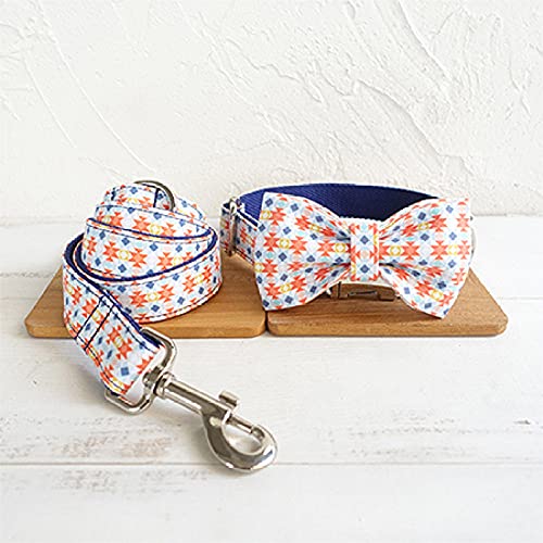 Halsband handgemachte Halskette Bowknot Plaid Mode Hundehalsband Leine Set 5 Größen,Fliege Halsband Leine,L von NC