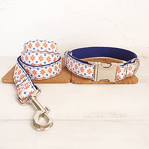 Halsband handgemachte Halskette Bowknot Plaid Mode Hundehalsband Leine Set 5 Größen,Hundehalsband Leine Set,M von NC