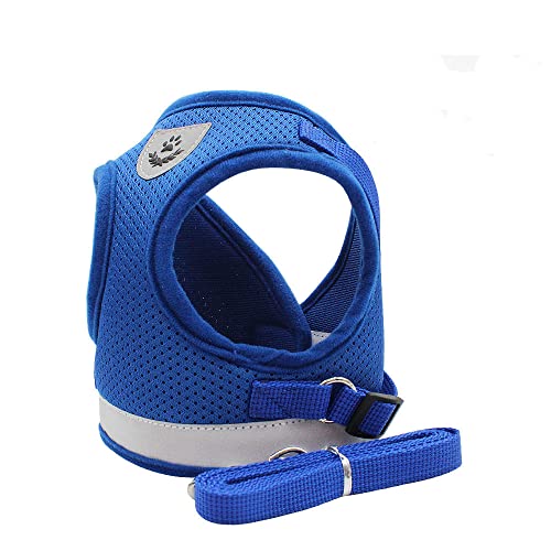 Haustier Brustgurt Weste Stil Hund Mesh Harness Reflektierend Atmungsaktives Hundesicherheitsseil Bulldog Harness Walking Leine,Blau,M von NC