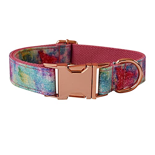 Haustier Hund Katze Regenbogen-Druck-Kragen-Leine-Set mit Bling-Bogen-Halsband für Haustier-Welpen 4 Größen für Hunde, Hundehalsband, M von NC