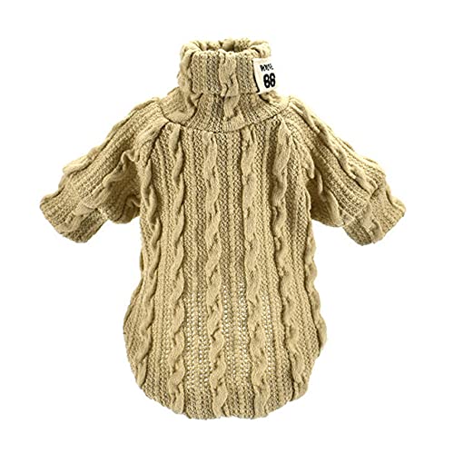 Haustier Hund Katze Rollkragenpullover Winter Warm Gestrickte Hundebekleidung für kleine Hunde Kleidung Welpenmantel Jacke Haustiere Produkte,Beige,M von NC