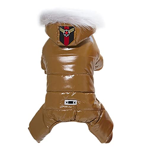 Haustier Hundebekleidung Winter Warm Puppy Overall Haustier Hundemäntel Kapuzenmantel Verdicken Hund Daunen Overalls,braun,XXL von NC