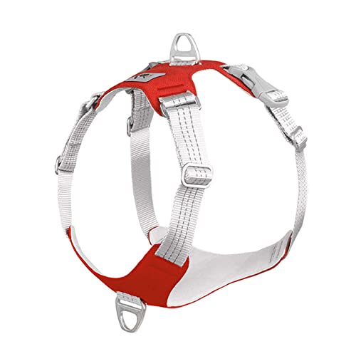 Haustier-Hundegeschirr No Pull Reflektierendes, weiches, atmungsaktives Hundegeschirr für kleine mittelgroße Hunde Nylon-Haustier-Trainingsgeschirr verstellbar,rot,M Brustumfang 42,56cm von NC