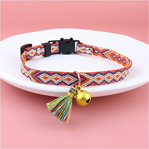 Haustierhalsband Farbe Quaste mit Glocken Katzen- und Hundehalsband Gurtband Halsband Verstellbares Halsband Hundezubehör,Orange Puder,1x20,30cm von NC