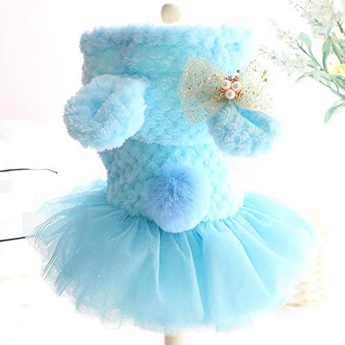 Haustierkleid für Hunde Hundebekleidung Warmes Winterkleid Prinzessin Cute Cat Kapuzenmantel Rosa,Blau,Blau,S von NC