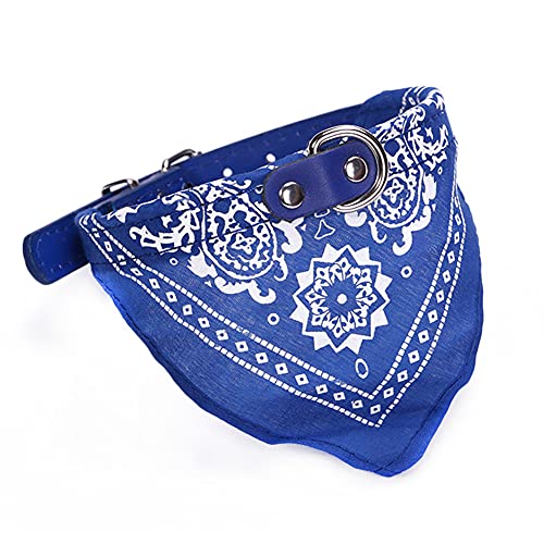 Hunde-Bandana-Kragen Verstellbares Katzen-Haustier-Halstuch Pu-Kragen mit bedrucktem Dreiecksschal Weiches Atmungsaktives Mode-Kragen,Blau,S von NC