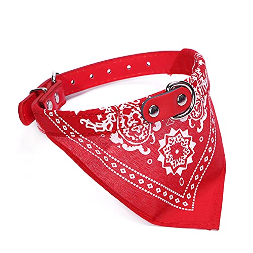 Hunde-Bandana-Kragen Verstellbares Katzen-Haustier-Halstuch Pu-Kragen mit bedrucktem Dreiecksschal Weiches Atmungsaktives Mode-Kragen,Rot,S von NC