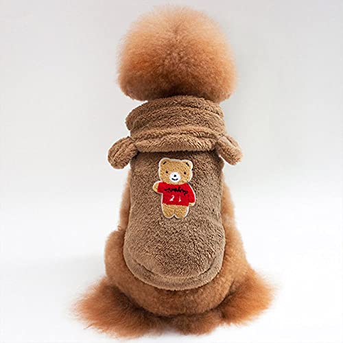 Hunde Winter Kleidung Weicher Flanell Hunde Haustiere Kleidung Für Kleine Große Hunde Fetter Hund Kostüm Warmer Haustier Hoodie Mantel,braun,S von NC