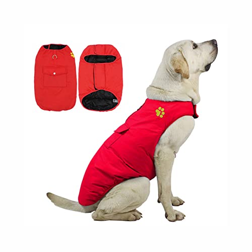 Hundebekleidung Haustier Hundebekleidung Baumwollweste Hund Baumwollgeschirr Kleidung Doppelseitig tragbar warm 6 Farben,rot,3XL von NC