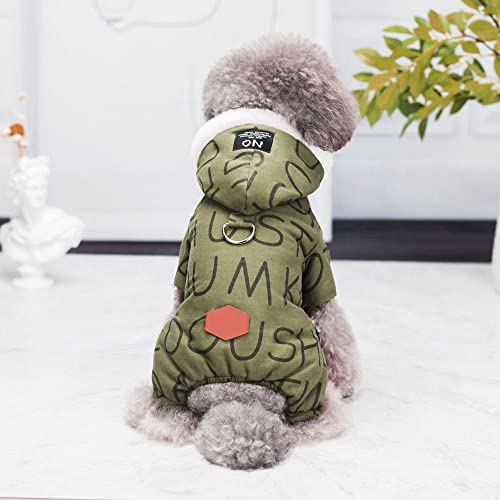 Hundebekleidung Winter Haustier Kapuzen Baumwolljacke Mantel Warme Weiche Parkas Cosy Traction Dog Daunen Vierbeiner Heimtierbedarf Zubehör,grün,S von NC