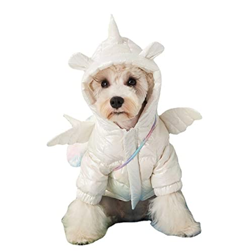 Hundebekleidung Winter Pet Daunenjacke Warme Dicke Daunenjacke mit Rucksack für Welpen Kleiner Hund Katzenmantel,Weiß,S von NC