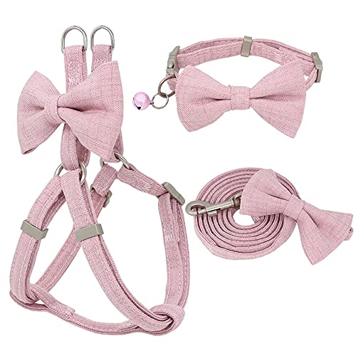 Hundegeschirr Leine Halsband Set verstellbare weiche süße Schleife Doppelschicht Hundegeschirr für kleine mittelgroße Hundehalsband Leine Outdoor Walking,Blau,S,1.0cm von NC