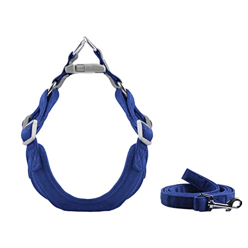 Hundegeschirr und Leine Set Weiches Wildleder Hundegeschirr für kleine mittelgroße Hunde Reflektierendes No Pull Hundegeschirr mit Gehleine Sicherheit,Tiefblau,M Brustumfang 54,64cm von NC