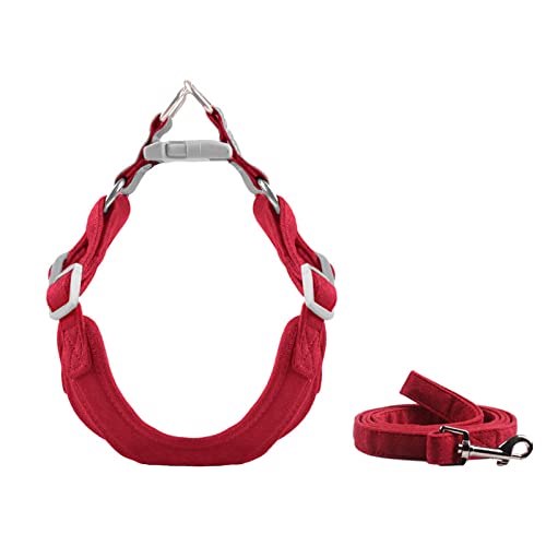 Hundegeschirr und Leine Set Weiches Wildleder Hundegeschirr für kleine mittelgroße Hunde Reflektierendes No Pull Hundegeschirr mit Gehleine Sicherheit,rot,XS Brustumfang 41,50cm von NC