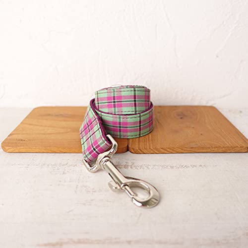 Hundehalsband Purple Mint Plaid Poly Satin und Nylon 5 Größen Hundehalsband,Hundeleine,S von NC