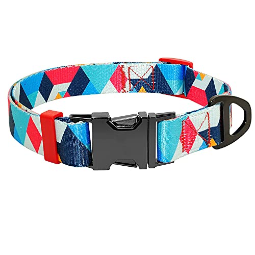 Individuelles Hundehalsband Nylon Print Personalisiertes Hundehalsband Welpen Hundehalsbänder für kleine mittelgroße Hunde, 112 blau, 40 bis 57 cm von NC