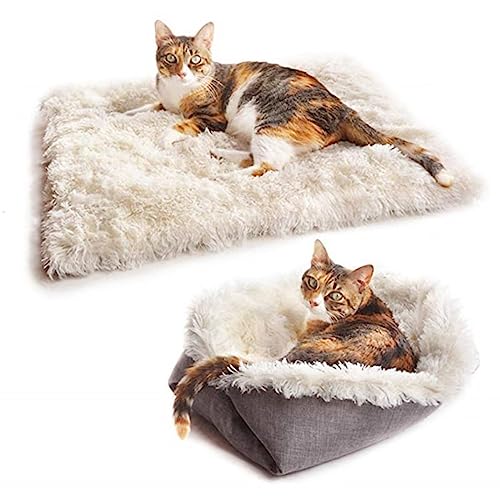 Katzenbett Waschbar Plüsch Haustierbett für Katzen und Kleine Hunde, 2 in 1 Katzenbett Schlafsack Warmes Haus Katzenkissen Katzendecke Waschbares Nest Bett Bett für Katzen, Trockner geeignet, (NC890) von NC