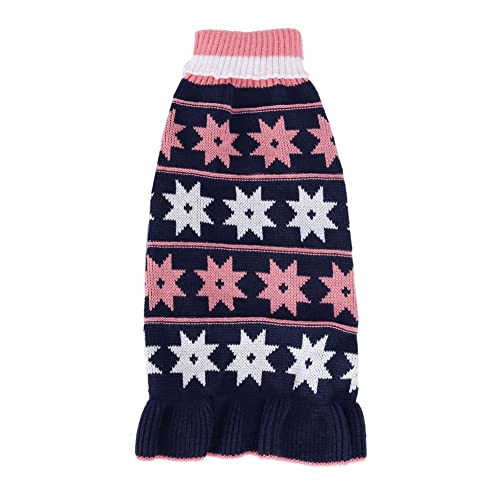 Kleine Hundepullover Sterne Muster Haustier Strickkleidung Weibliche Mädchen Winter Warm Hund Prinzessin Kleid Chihuahua Katze Kleidung,Blau,M von NC