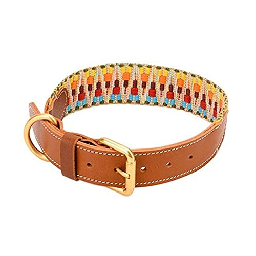 Luxus Mode Hundehalsband Leine Halskette Weiches Leder Hundehalsbänder Führt Zubehör,Halsband 7,M 33,43cm von NC