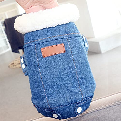 Luxus Winter Hundejacke Welpen Hundebekleidung Haustier Outfits Hund Denim Mantel Jeans Kostüm Haustier Kleidung,Dunkelblau,Größe 5 von NC