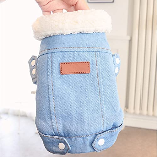 Luxus Winter Hundejacke Welpen Hundebekleidung Haustier Outfits Hund Denim Mantel Jeans Kostüm Haustier Kleidung,Hellblau,Größe 5 von NC