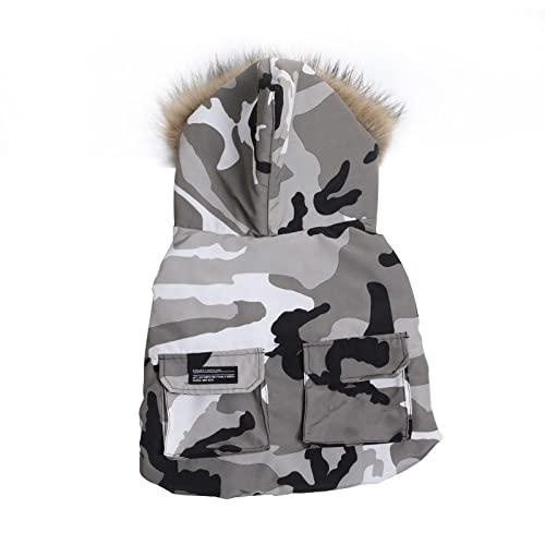 M-3XL Haustier Hundebekleidung Hoodies Mantel Daunenjacke Winddicht Welpe Klein für Hunde Kleidung Winter Outdoor Warme Jacke Französische Bulldogge,Silber,XL von NC