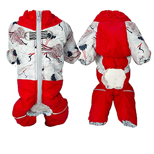 Mädchen/Junge Hund Winter Schneeanzug Winterjacken für Hunde Weiches Verdicken Fleecefutter Winterhundekleidung Overalls,rot für Jungenhund,12 von NC