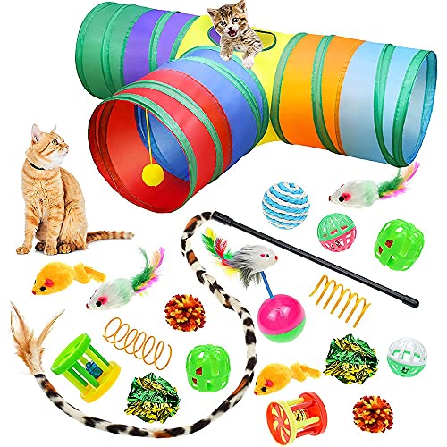 NC Weiqiao® 21-teiliges Katzenspielzeug mit Tunnel, Katzenspielzeug für Katzen und Katzen, Katzenspielzeug, Katzentunnel, Katzenspielzeug (D) von NC