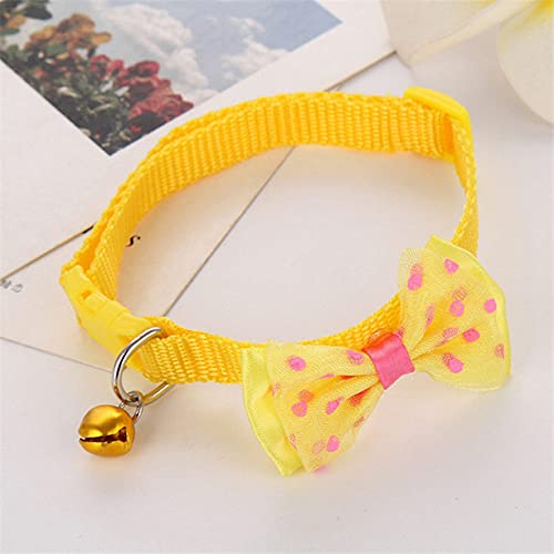 Nettes Kätzchen 1pc Neue verstellbare Schleife Nylon Hund Katze Haustierhalsband Fliege Glocke Puppy Candy Farbe Krawatte Haustierzubehör,gelb von NC