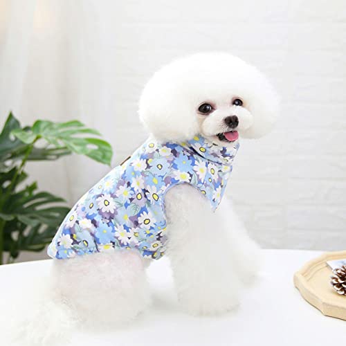 Niedliche Blumen doppelseitige warme Weste Haustierkleidung Winter Baumwollmantel Katze Teddy kleine und mittelgroße Hundehaustierkleidung,Blau,M von NC