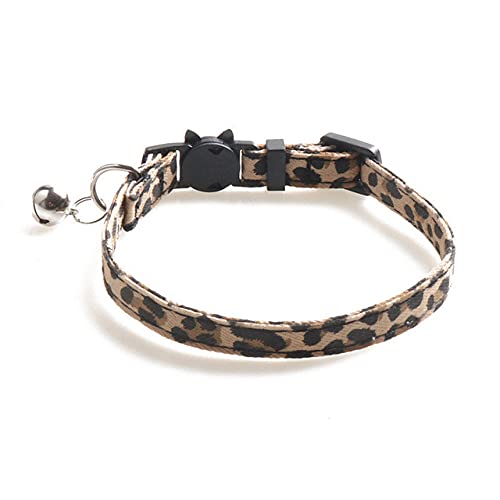 Niedliches Katzenhalsband mit Leopardenmuster Praktisches abnehmbares Katzenhalsband aus Stoff mit Glocke Haustierbedarf,Braun 1,S von NC