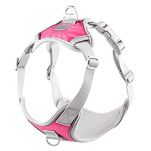 No Pull Hundegeschirr Weiches reflektierendes Welpengeschirr für kleine mittelgroße Hunde Verstellbares Hundegeschirr,Rosa,M Brust 43,56cm von NC