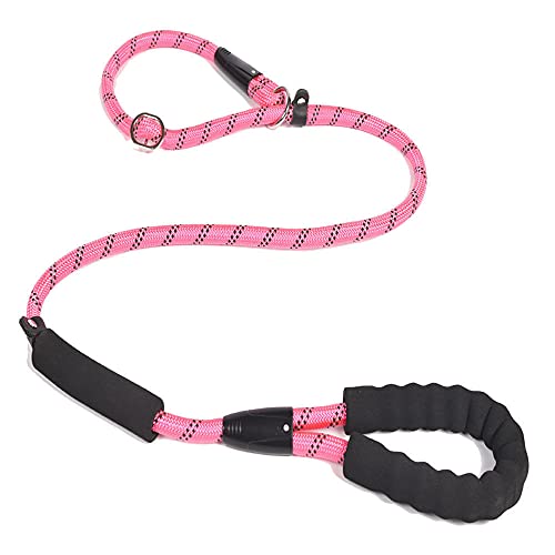 Nylon Haustierleine Outdoor Reflektierende Hundeleinen Doppelgriff Seil P Style Verstellbarer Kragen Gürtel Für Kleine Große Hunde,Rosa,S 0.6CM von NC