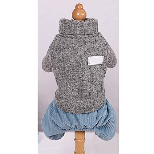 Overall für Hunde Winter Star Cord Warm Fleece Hundebekleidung Süßer wattierter Vierbeiner Mantel für kleine Hunde Winter,grau,L von NC