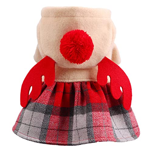 Party Outfit Teddybär Hundemantel Pullover Temperament Haustier Kleidung Welpen Hund Katze Warme Herbst Winter Kleidung,Rot Kariert,S von NC