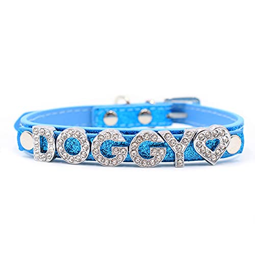 Personalisierte Hundehalsband für kleine mittelgroße Hunde Welpen Katze Halskette Charm Hund Katze Rosa Rose,Blau,L von NC